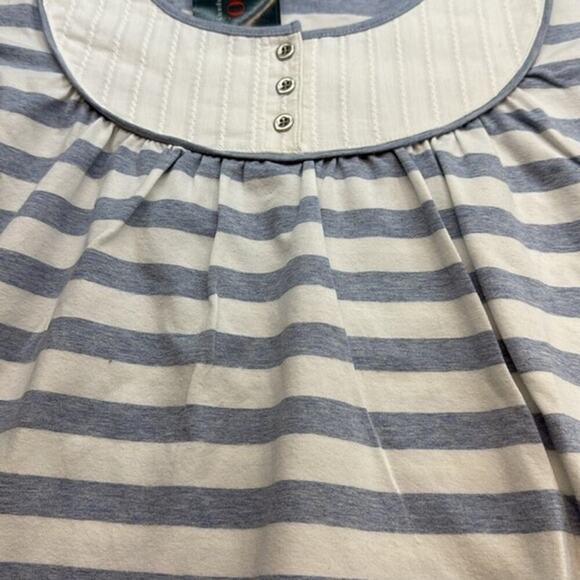 New Women's d & co. Denim & Company Blue White Striped Top Size Large (L) - Picture 4 of 5